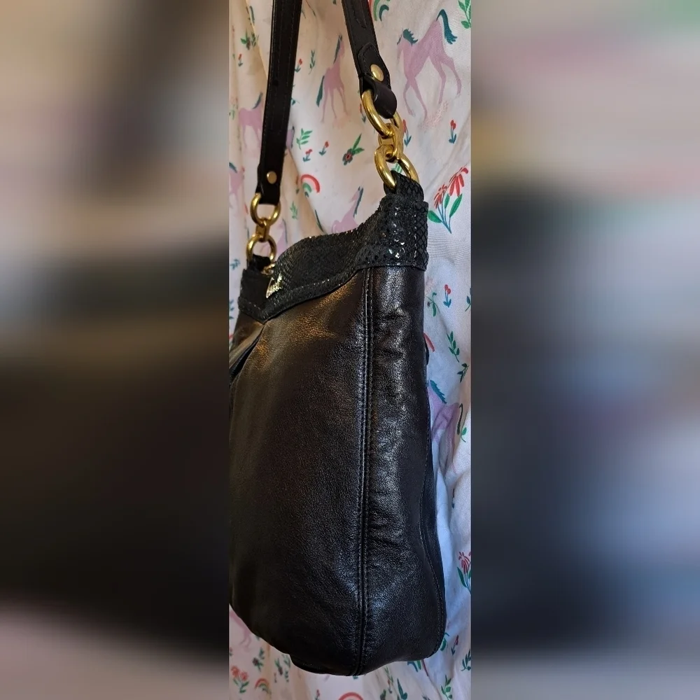 NWOT Y2K Vintage Coach Ashley Metallic Snake & Black Leather Hobo Purse Bag